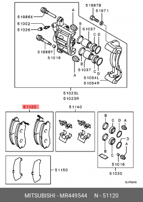 Колодки тормозные дисковые MR449544 MITSUBISHI