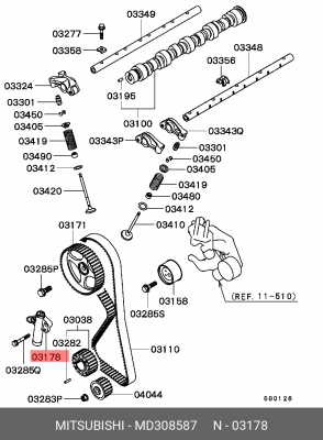 Натяжитель ремня ГРМ в сборе MD308587 MITSUBISHI