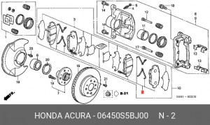 Колодки тормозные дисковые 06450S5BJ00 HONDA