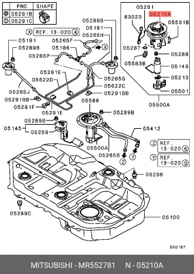 Фильтр топливный MR552781 MITSUBISHI