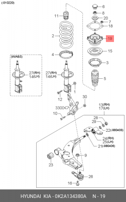 Опора амортизатора подвески 0K2A134380A HYUNDAI KIA