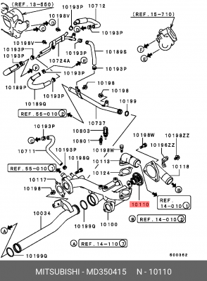 Термостат системы охлаждения с корпусом MD350415 MITSUBISHI