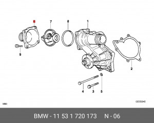 Корпус термостата системы охлаждения 11 53 1 720 173 BMW
