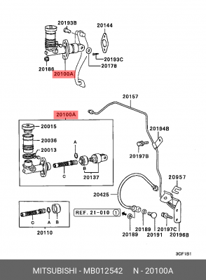 Цилиндр сцепления главный MB012542 MITSUBISHI