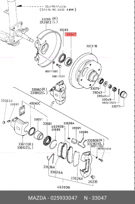 Подшипник ступицы колеса 0259-33-047 MAZDA