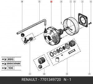 Усилитель тормозов вакуумный 7701349720 RENAULT