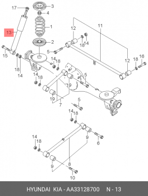 Амортизатор подвески AA33128700 HYUNDAI KIA