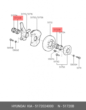 Подшипник ступицы колеса 5172024000 HYUNDAI KIA