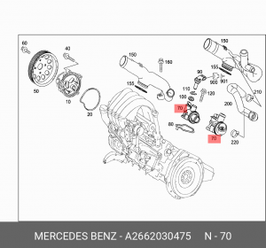 Термостат системы охлаждения A2662030475 MERCEDES BENZ