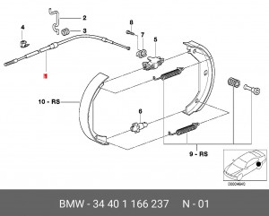 Трос ручного тормоза 34 40 1 166 237 BMW