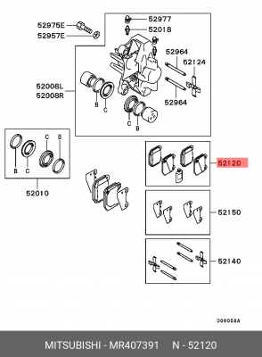 Колодки тормозные дисковые MR407391 MITSUBISHI