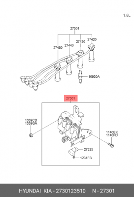 Катушка зажигания 2730123510 HYUNDAI KIA