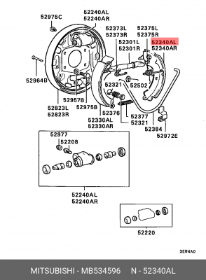 Механизм тормозной барабанный в сборе (комплект) MB534596 MITSUBISHI