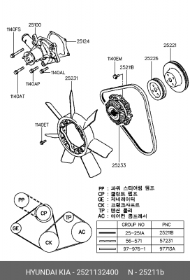 Ремень приводной 25211-32400 HYUNDAI KIA