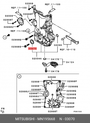Сальник коленвала MN195668 MITSUBISHI