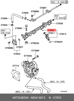 Кольцо уплотнительное топливной системы MD614813 MITSUBISHI