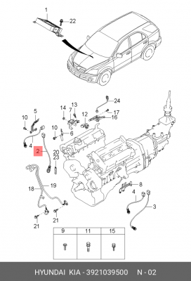 Датчик кислородный (лямбда-зонд) 3921039500 HYUNDAI KIA