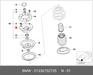 Опора амортизатора подвески 31336752735 BMW