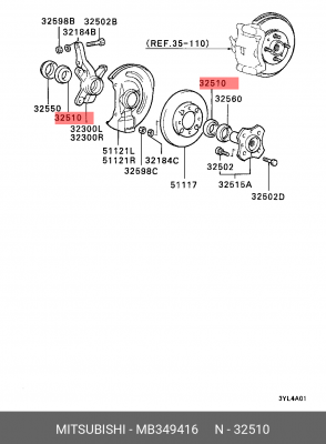 Подшипник ступицы колеса MB349416 MITSUBISHI