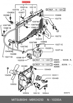 Радиатор охлаждения ДВС (комплект с электромотором) MB924250 MITSUBISHI