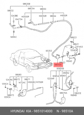 Электронасос стеклоомывателя 9851014000 HYUNDAI KIA