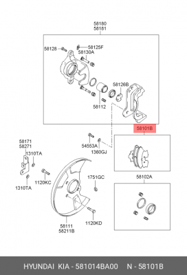 Колодки тормозные дисковые 581014BA00 HYUNDAI KIA