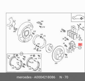 Суппорт тормозной (ремкомплект) A 000 421 80 86 MERCEDES BENZ