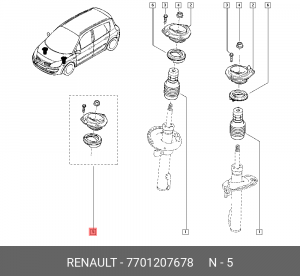 Опора амортизатора подвески 7701207678 RENAULT