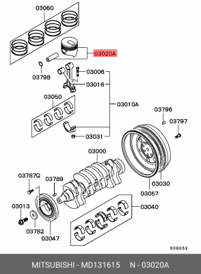 Поршень ДВС с шатуном MD131615 MITSUBISHI