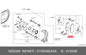 Колодки тормозные дисковые D10604EA0A NISSAN