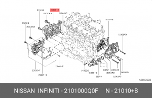 Насос - помпа системы охлаждения ДВС 21010-00Q0F NISSAN