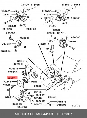 Кронштейн крепления подушки двигателя MB844258 MITSUBISHI
