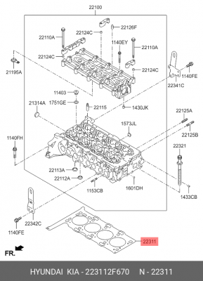 Прокладка ГБЦ 223112F670 HYUNDAI KIA