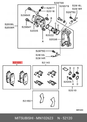 Колодки тормозные дисковые MN102623 MITSUBISHI