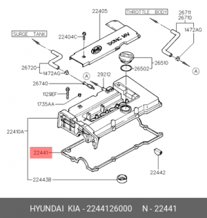Прокладка крышки ГБЦ 2244126000 HYUNDAI KIA