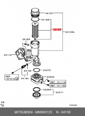 Фильтр масляный двигателя MN980125 MITSUBISHI