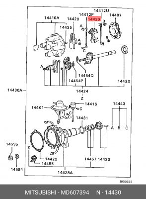 Группа контактная распределителя зажигания MD607394 MITSUBISHI