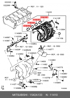 Прокладка впускного коллектора 1542A133 MITSUBISHI