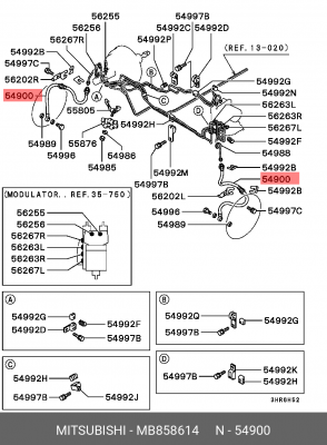 Шланг тормозной MB858614 MITSUBISHI