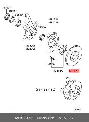 Диск тормозной MB668886 MITSUBISHI