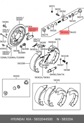 Цилиндр тормозной рабочий 5832044500 HYUNDAI KIA