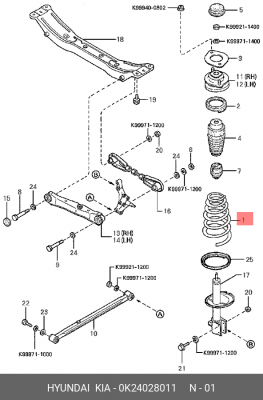 Пружина подвески 0K24028011 HYUNDAI KIA