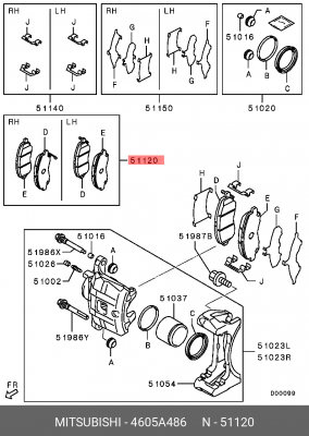 Колодки тормозные дисковые 4605A486 MITSUBISHI