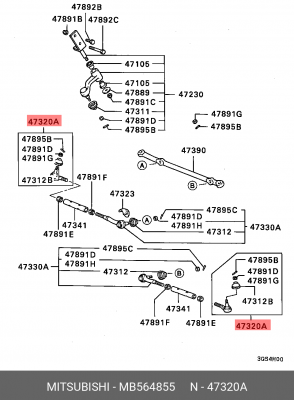 Наконечник рулевой тяги MB564855 MITSUBISHI