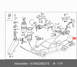 Гидроаккумулятор подвески A1403280215 MERCEDES BENZ