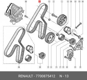 Ремень ГРМ - газораспределительного механизма 7700875412 RENAULT