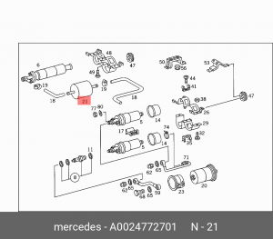 Фильтр топливный A0024772701 MERCEDES BENZ