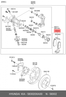 Колодки тормозные дисковые 58302-0XA00 HYUNDAI KIA