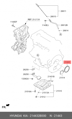 Сальник коленвала 214432B000 HYUNDAI KIA
