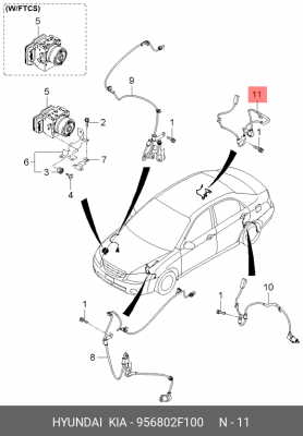 Датчик ABS 956802F100 HYUNDAI KIA